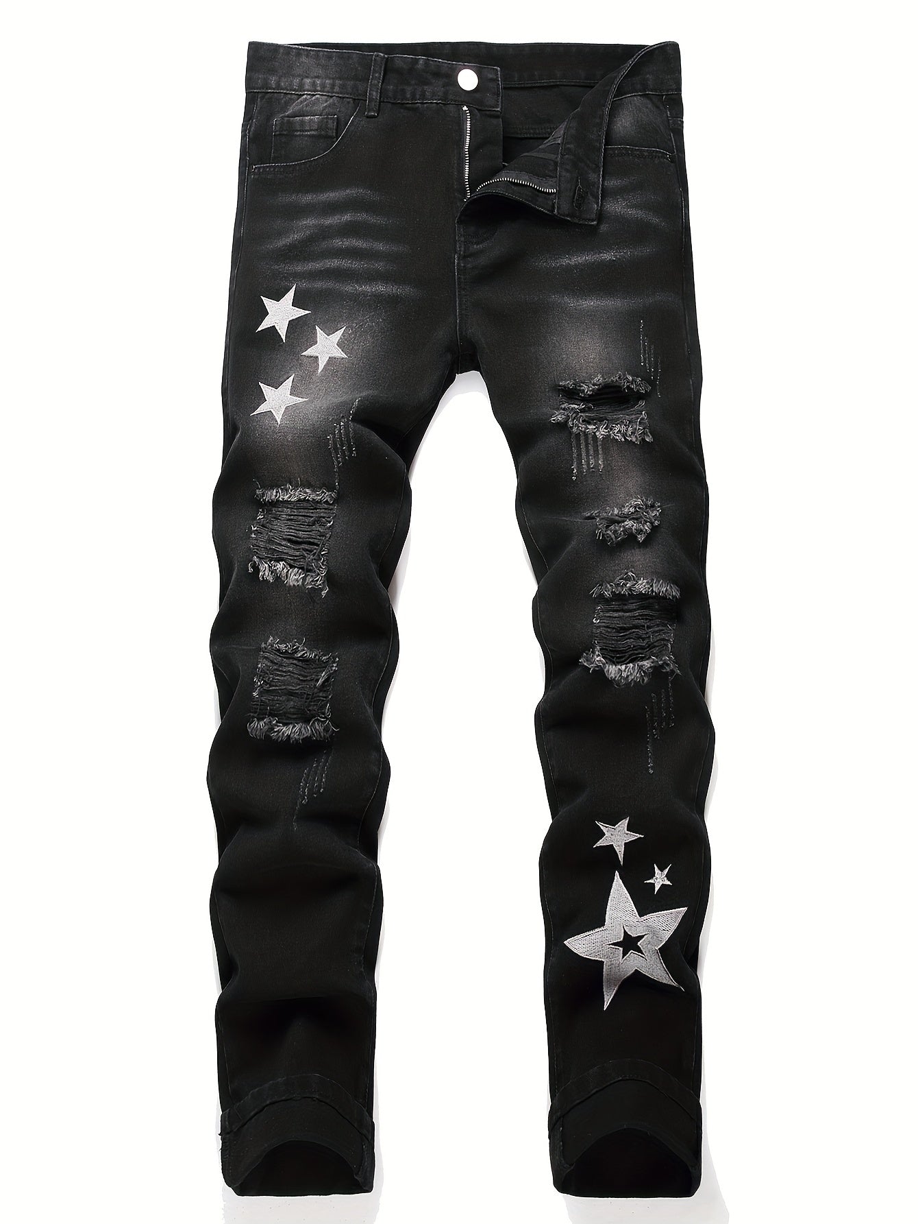 Slim Fit Men'S Jeans with Embroidery And Ripped Details