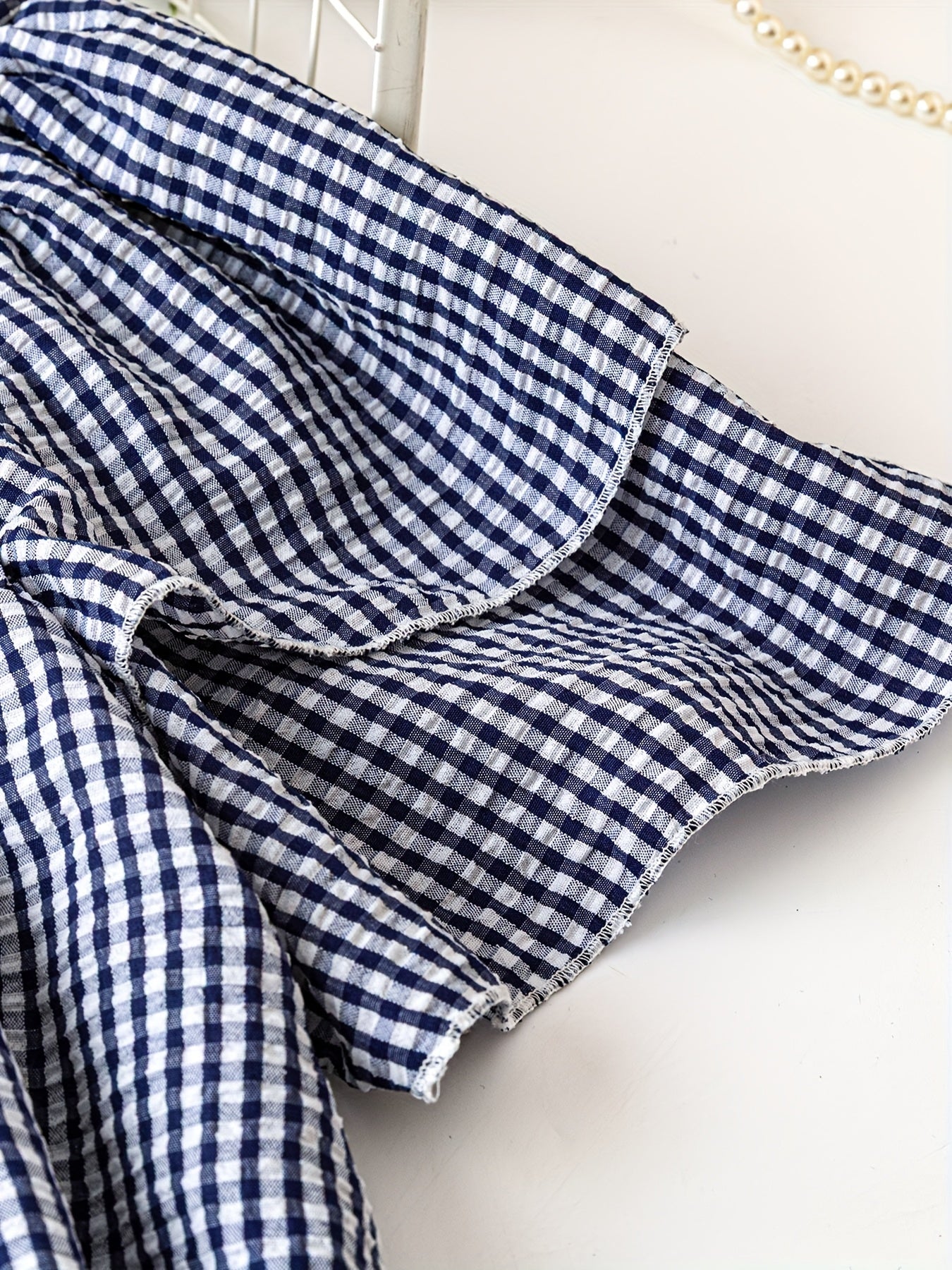 Plus Size, Women's Plus Size Short Sleeved Checkered Shirt Summer Casual Round Neck Outdoor Casual Top