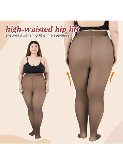 1pc Women's Winter Plus Size Warm Pantyhose - Autumn And Winter Fleece-lined Leggings, Soft Stretch, High-waisted Design, Translucent Slim-fit Tights - For Women - Suitable for Fall & Winter - Perfect Gift for Fashionable Ladies