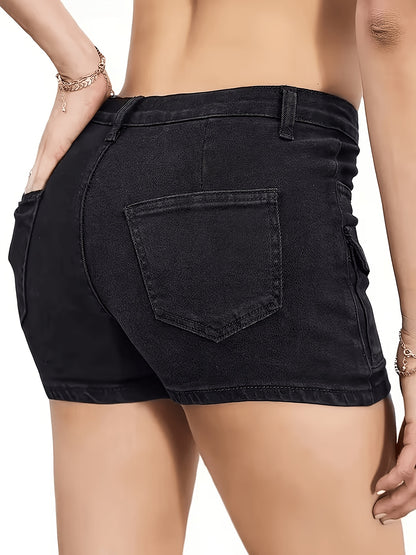 Women's Blue Denim Utility Pants - product view 3