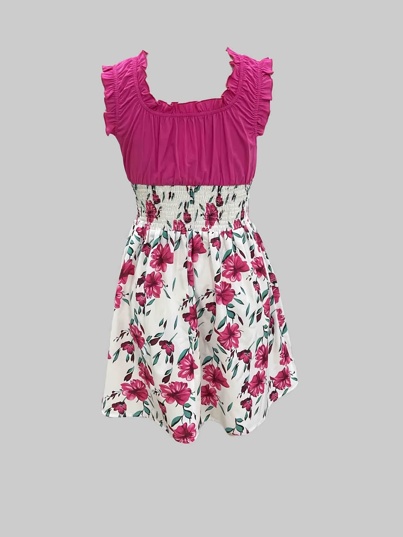 Attractive Honey-Themed Fashion, Charming Floral Mini Dress for Women, Featuring a Round Neckline And No Cuffs, Perfect for Summer Outings, Beach Days, Garden Dates, Anniversary Surprises, And As a Delightful Gift