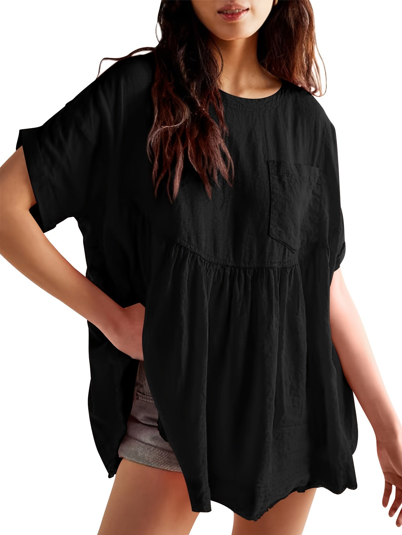 Women's Beige Oversized Short-Sleeve Shirt - product view 20
