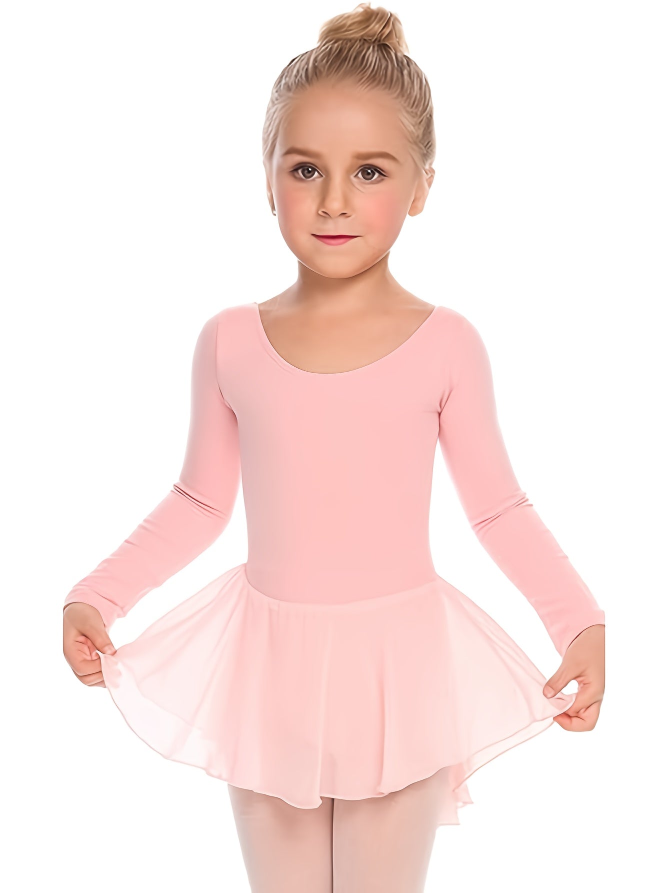 Girls' Classic Long Sleeve Ballet Leotard with Crisscross Back Detail - Stretchy Polyester Dance Dress for Parties, Birthdays & Sports Events, Perfect for Outdoor, All Seasons, Gift for Back-To-School Season, Beach Essentials