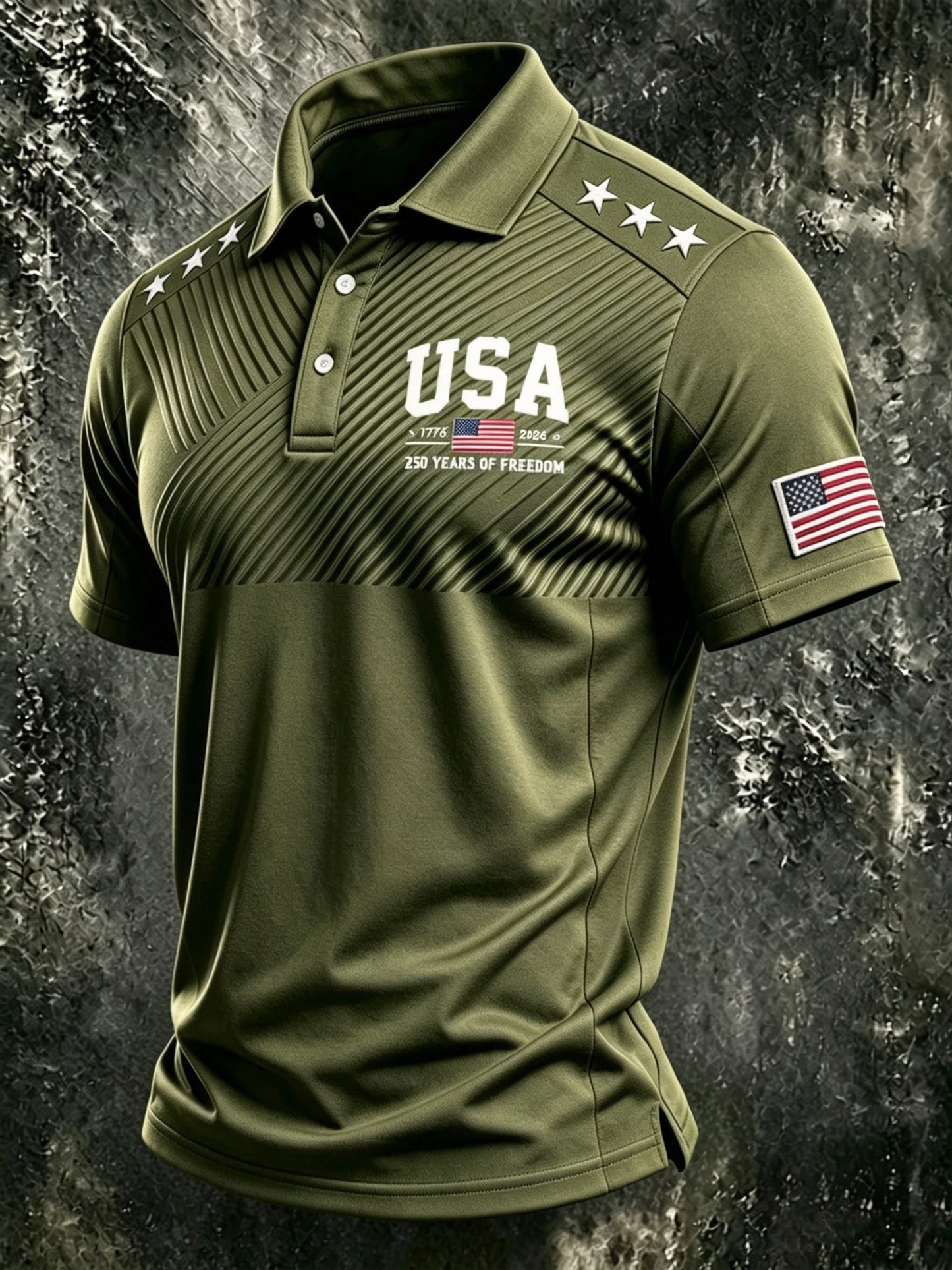 USA 1776-2026 250 Years of Freedom, Men'S Short-Sleeve Polo Shirt, Golf Polo Shirt, Polyester Fiber Fabric, Lightweight And Breathable, Suitable for Anniversary Celebrations
