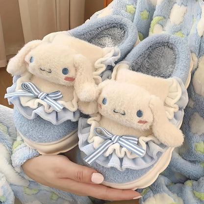 Cute Cinnamoroll Plush Slippers Kawaii Indoor Sport Shoes Camping Warm Platform Non-Slip Home Shoes Y2K Cartoon Soft Padded Plush Bedroom Shoes, Women Shoes