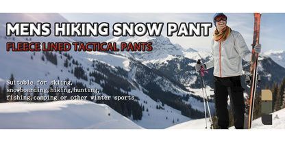 Men'S Fleece Lined Snow Ski Pants Windproof Softshell Tactical Pants Winter Outdoor Hiking Fishing