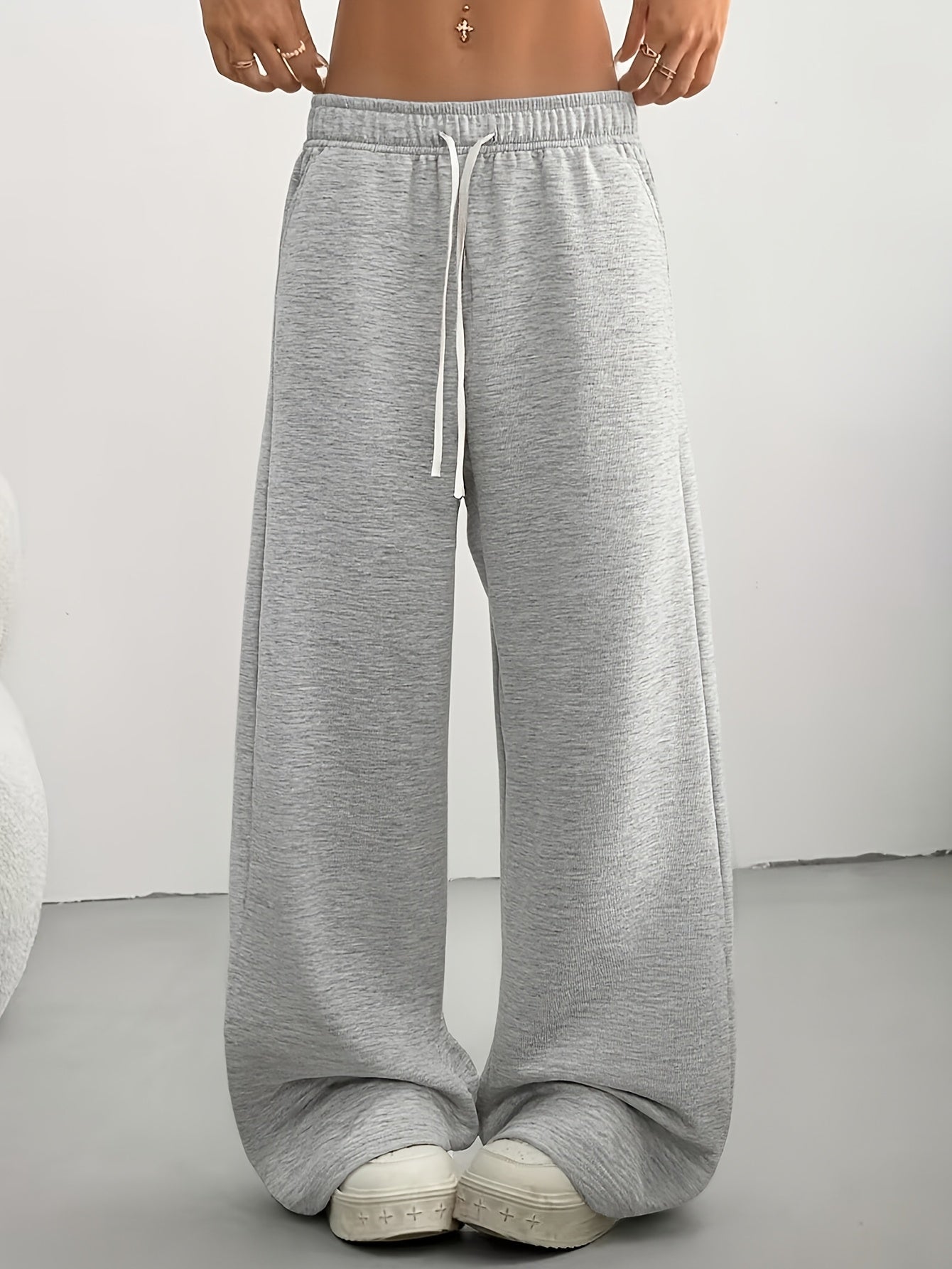 3pcs Summer Spring And Summer Trendy Versatile Pants [Soft Joggers] [Sizes Run Large, Recommend Choosing One Size Smaller] Women'S Soft Joggers - Loose Fit, Elastic Waist with Drawstring, Double Side Pockets - Machine Washable