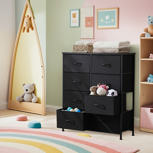 8-Drawer Fabric Storage Chest - Steel Frame and Oak-Look Finish – main product image