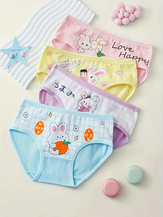 8-Pack Girls' Cotton Briefs - Assorted Cute Cartoon Prints – Graphic Design 26597 – main product image