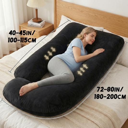 80-Inch J-Shaped Velvet Pregnancy Pillow - Crystal Velvet Full-Body Design – main product image