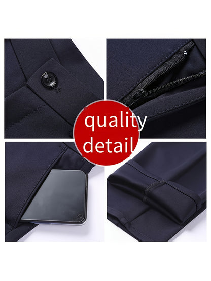 2pcs Set of Women'S Elegant Solid Color Slanted Pocket Straight Leg Pants, Suit Pants, Women'S Work Pants, Office Wear, Solid Color, Machine Washable