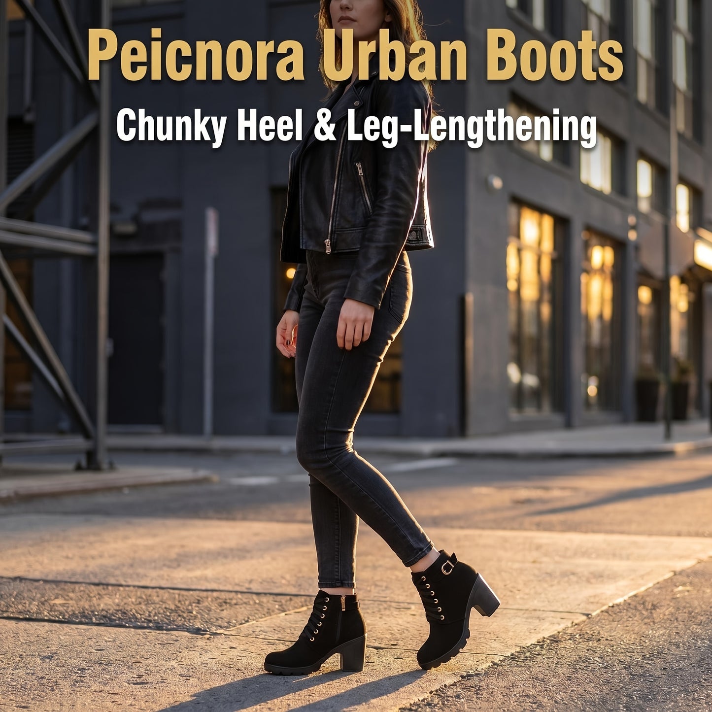 Women's Winter Warm Ankle Boots:Boots for Women Thick Sole & High Heel - Black PU Cover, Side Zipper with Lace-Up Detail, Plain Toe | Chic Everyday Booties | Faux Fur Lined | Rubber Sole, US Size:6.5-10.5, Women Shoes