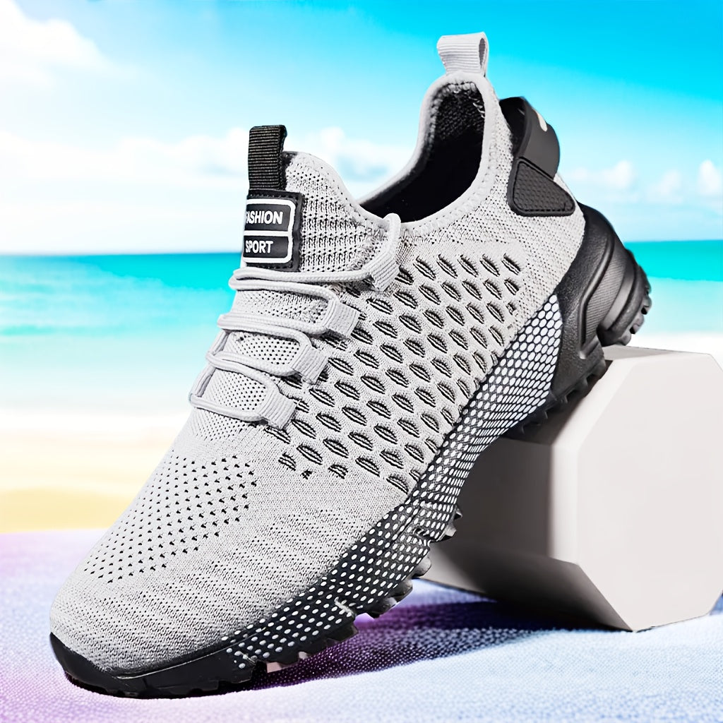 A Pair of Men'S All-Season Sports Running Shoes, Casual Street Style, Solid Color Design, Air Cushion, Lace-Up, Low Top, Imitation Fabric, Cloth Lining And Insole, Rubber Sole