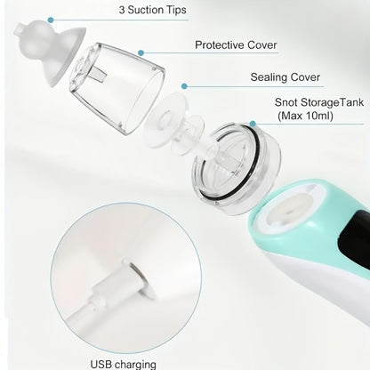 USB Rechargeable Nasal Aspirator - 3 Suction Levels and 3 Nozzles