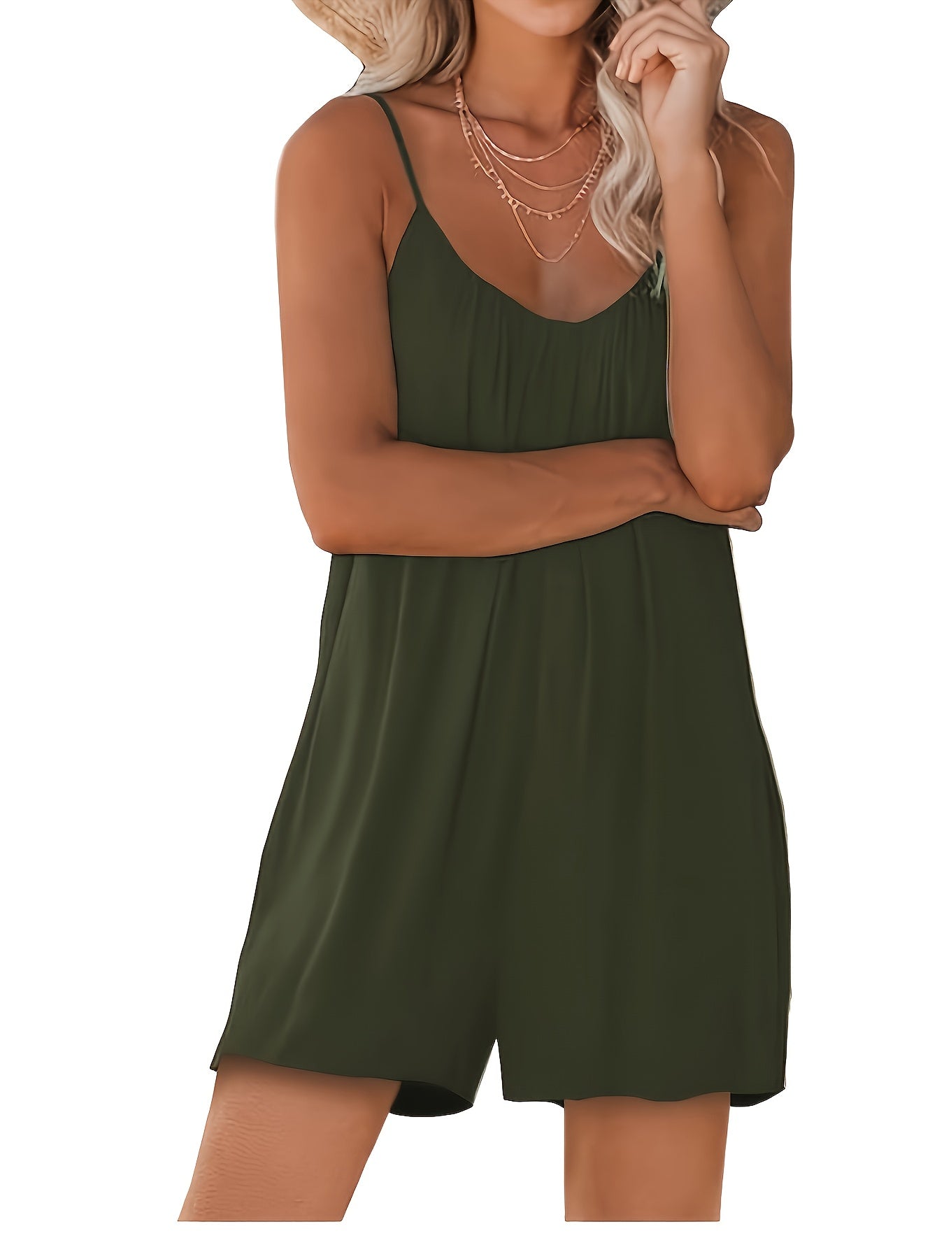 Women's Spring And Summer Sleeveless Halter Loose Adjustable Rompers, Loose Pants with Pockets, Suitable for Leisure, Fitness, Running, Women's Yoga Pants
