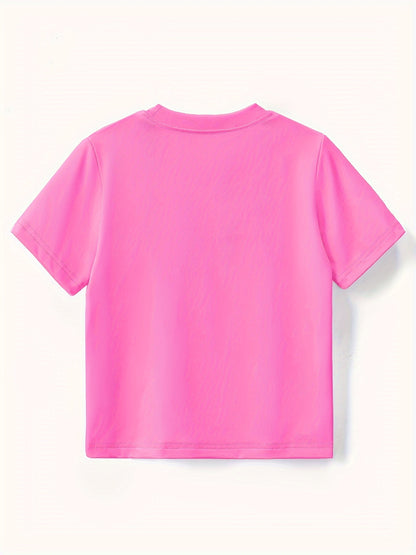 ' 100% Cotton "My Mom Always Wonders..." Letter Print T-Shirt - Cute Short Sleeve Round Neck Top with Asymmetrical Hem, White Casual Casual Attire & Play Outfits, Easy-Care Clothes (1-10 Years)