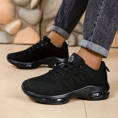 Men'S Air Cushioned Sports Shoes, Fashionable And Breathable Lace Up Running Shoes, Casual Outdoor Lightweight Walking Shoes