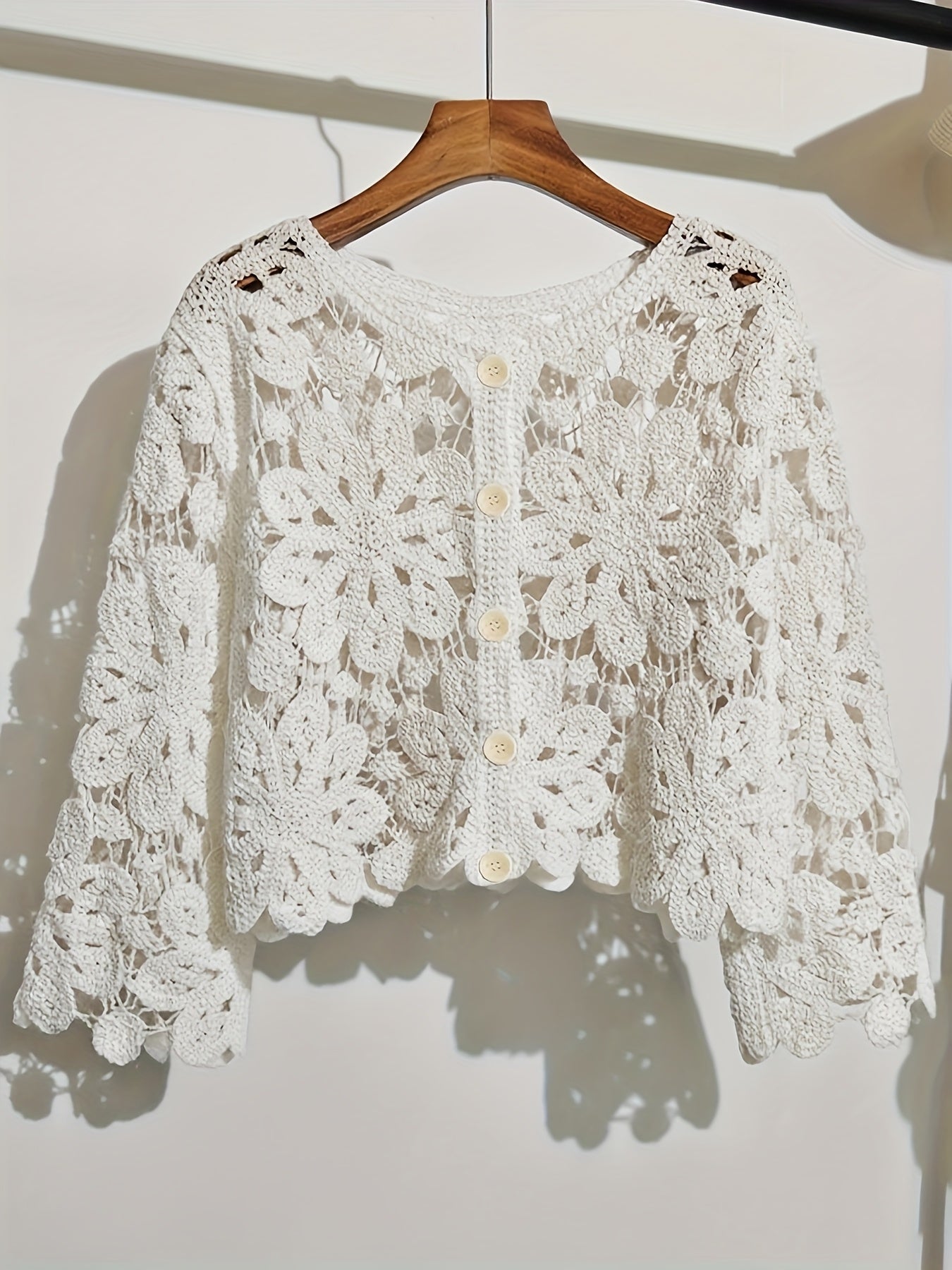 New Cardigan Bohemian Style Jacquard Hollow Crochet Embroidered Women'S Top