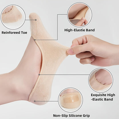 Eight Pairs of Lightweight, Breathable Boat Socks Featuring a Shallow Mouth Design with Silicone Anti-Slip And Non-Falling Heel. These Invisible Socks Are Designed to Be Breathable, Moisture-Wicking, Soft, Comfortable, And Versatile