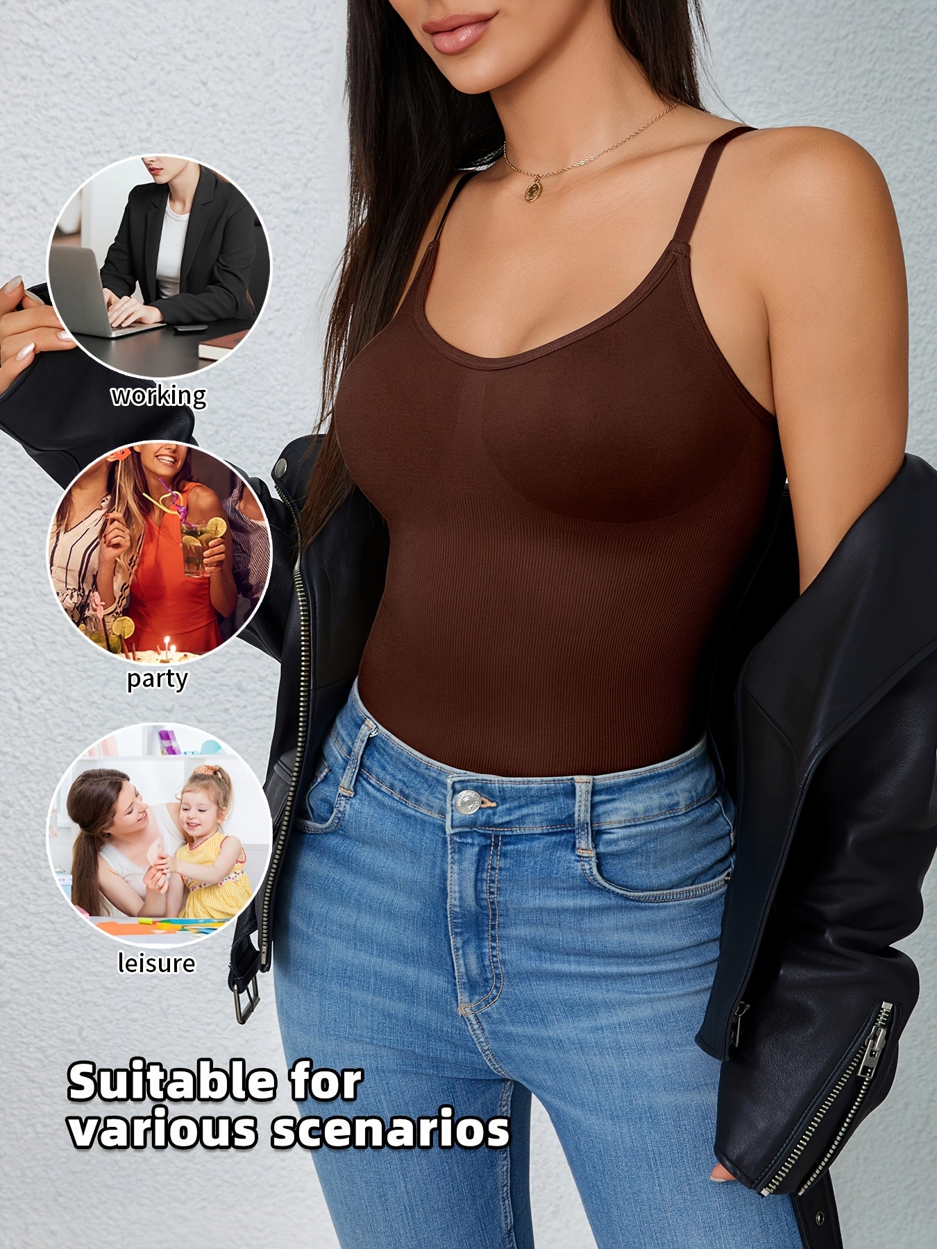 3pcs Women'S Camisole Vest, Comfortable, Breathable, Sleeveless Bottom, Inner Layer, Shaping And Body Shaping Sports Bra