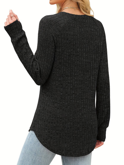 3pcs Women's Round-Neck Sweater & Loose Blouse - Thin Casual Layering Suitable for Fall Winter, Machine Washable Loose-Fitting Shirt and Sweater