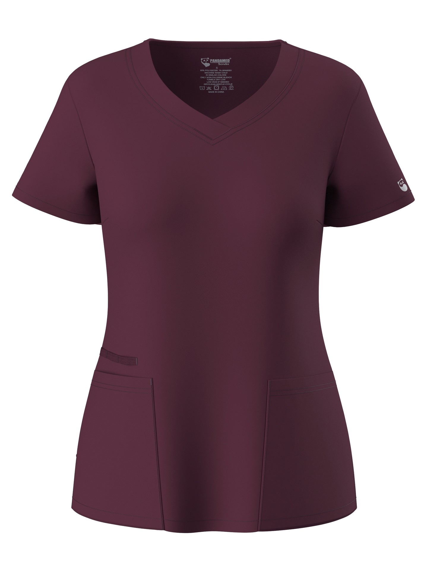 Women's Solid Two-piece Set - Elegant Short Sleeve V Neck Scrub Top & Drawstring Pants Outfits, Clothing
