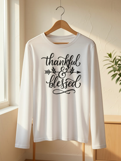 Women'S Long Sleeve T-Shirt with a Design Expressing Gratitude And Blessings - Easy to Wash, Breathable, Soft, And with Medium Stretch, Made Of, Perfect for Casual Wear