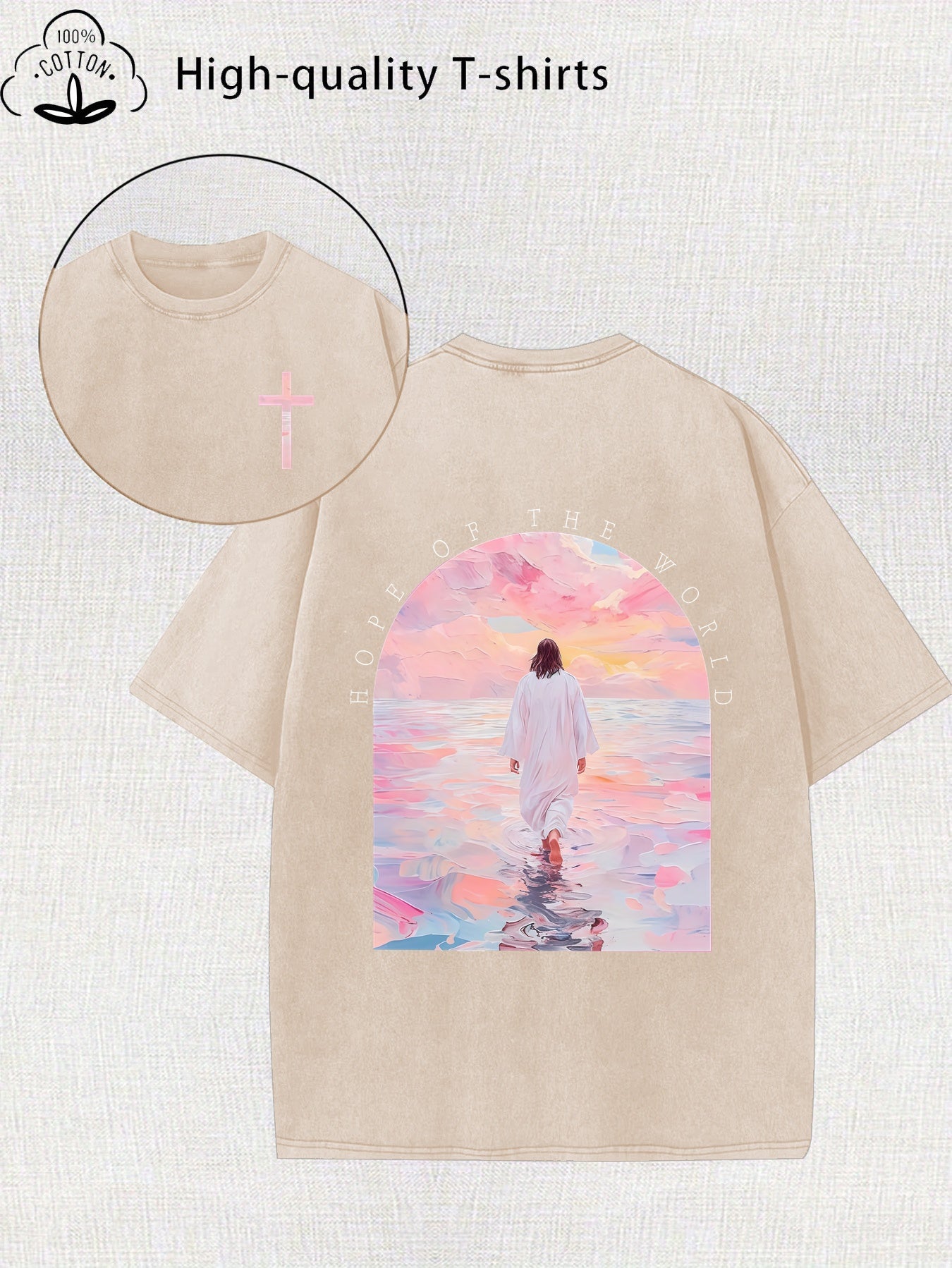 Women'S Trendy Printed Retro Washed T-Shirt - 230G Thick, Retro Street Style Crew Neck Short Sleeve, Machine Washable, Perfect for Spring/Summer Casual Wear, Unique Loose Fit Women'S T-Shirt