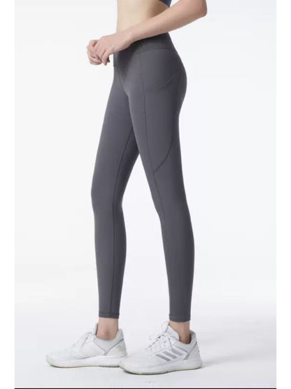 k910 Womens High-Waist Pocket Yoga Pants - Solid Color Stretch Fitness Leggings - Squat-Proof, Breathable Activewear with Secure Pockets for Convenience and Styls