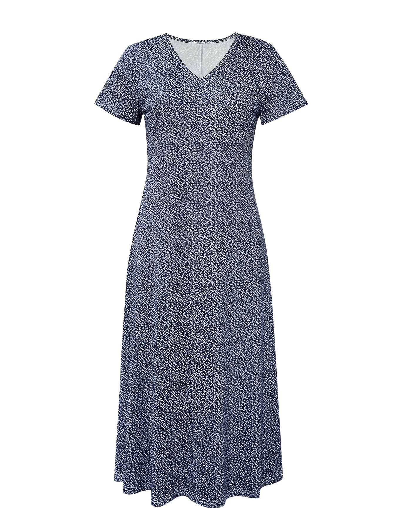 Women's Navy Color Polyester Floral Printed Maxi Dress - product view 4
