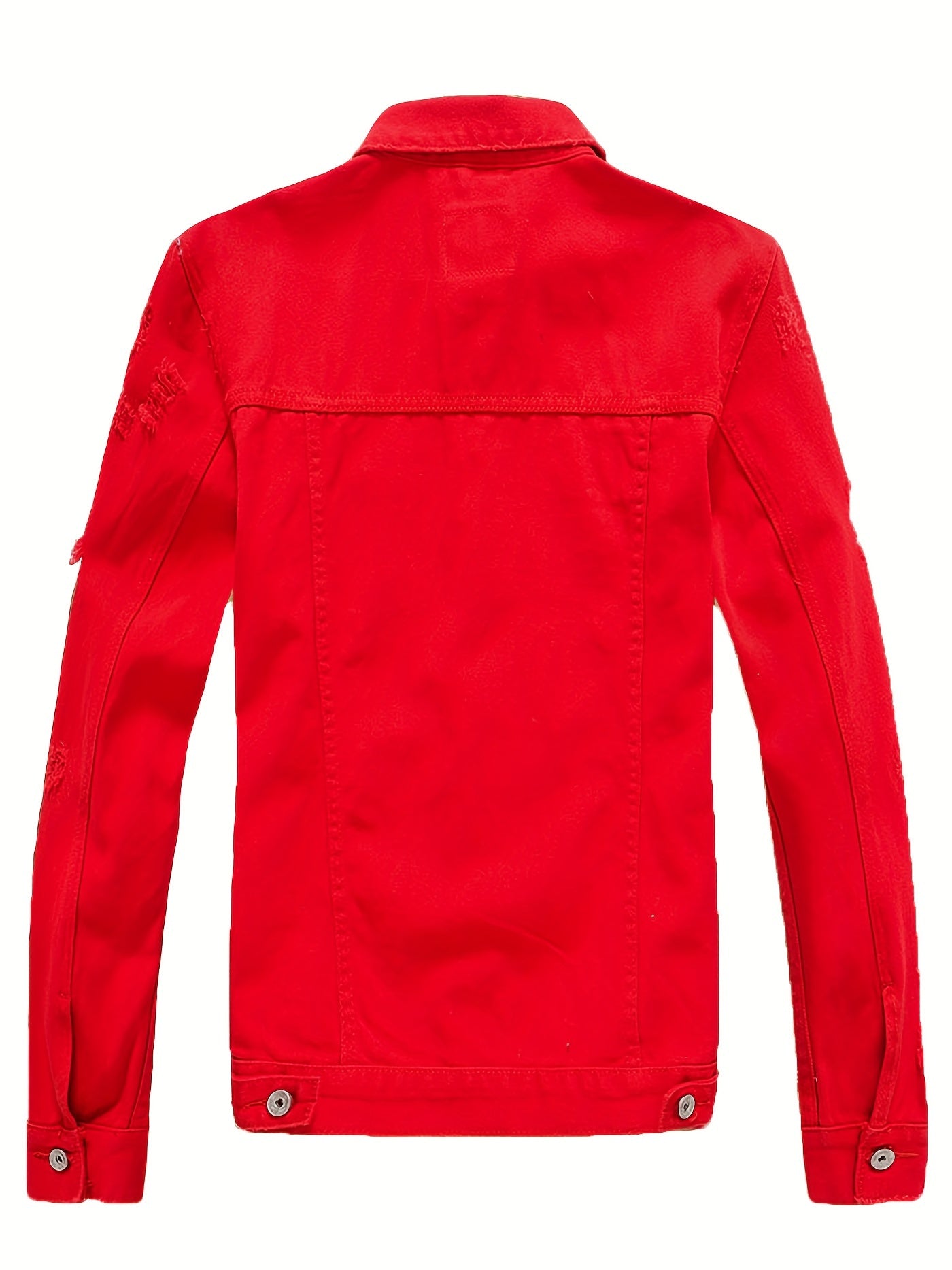 Men's Denim Jacket Fashion Slim Fit Ripped Cotton Stretch Denim Trendy Outerwear