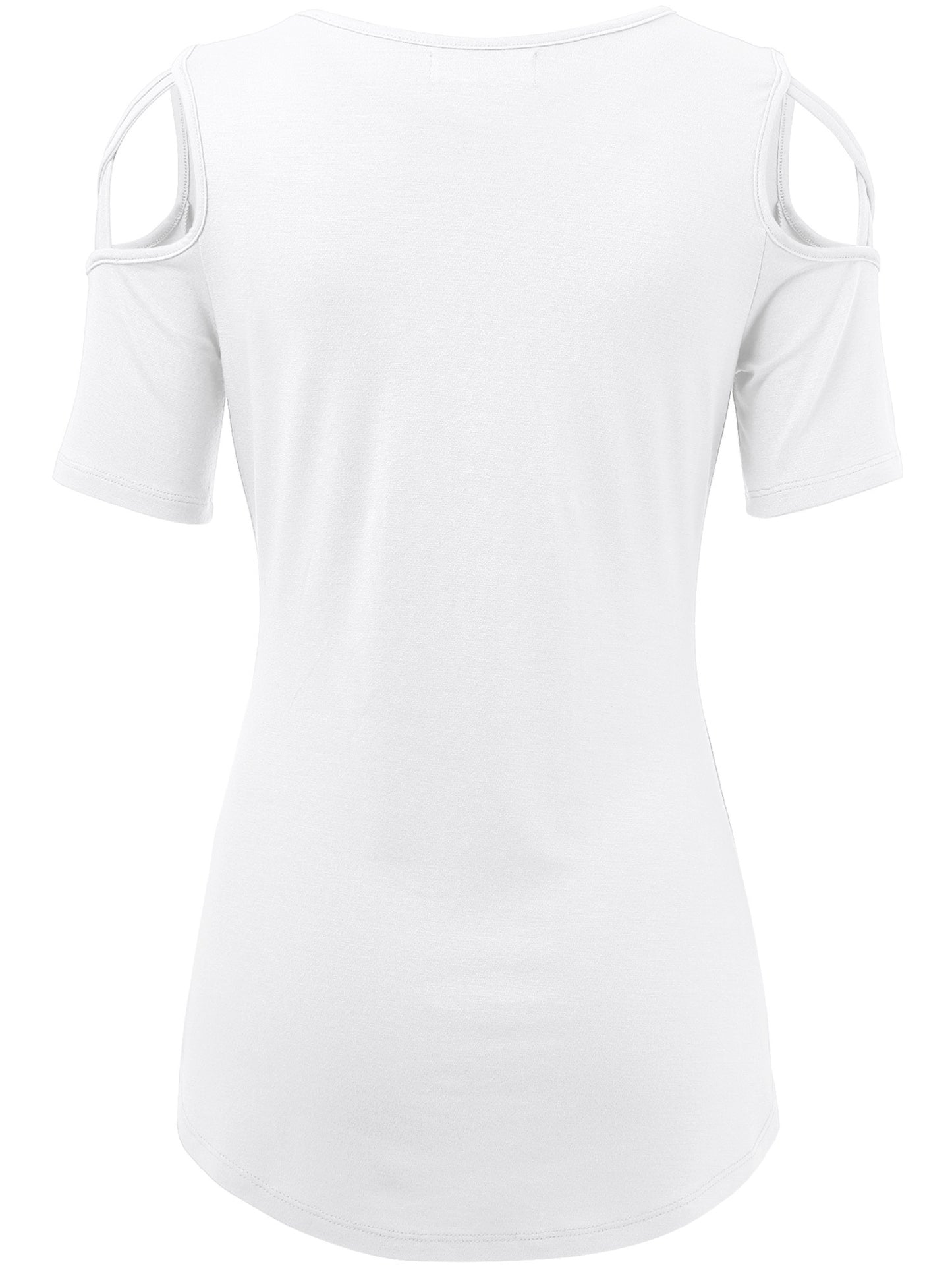 Women's Casual Open Strap Shoulder Short Sleeve Top