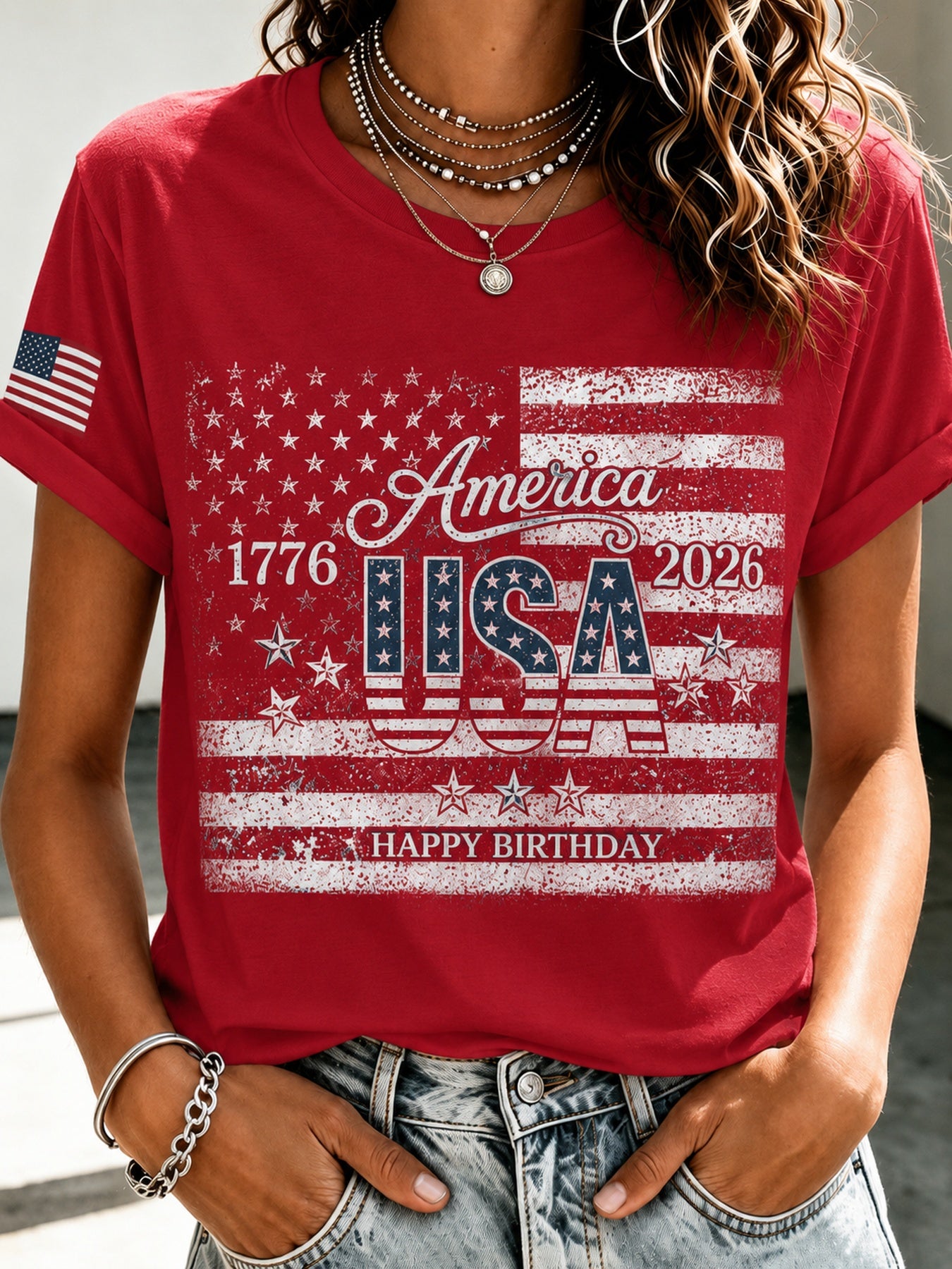 Nixeci Men's Cotton American Flag T-Shirt, Vintage Stars and Stripes Graphic Crewneck Tee, Soft Short Sleeve Summer Casual Shirt for Father's Day, Independence Day, Game Day Gifts