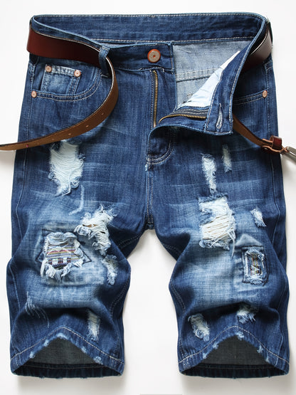 KEEVOOM Men'S Light Blue Washed Gradient Denim Shorts - Summer Casual Slim-Fit Shorts for Outdoor Sports & Trendy Daily Outfits