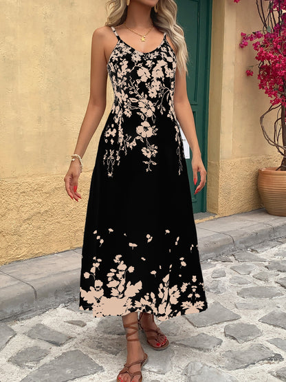 Ladies' Tropical Digital Printed Flower Sexy Elegant Vacation Leisure Business Commuting Festival Gift Birthday Party Cocktail Party Wedding Holiday Strap Spring/Summer Long Dress