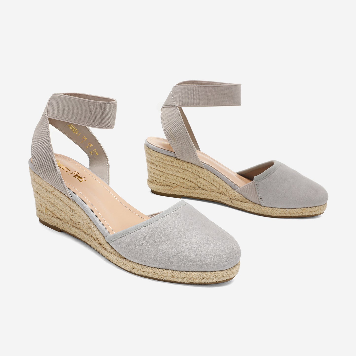 Women's Elastic Ankle Strap Espadrilles Wedge Pump Sandals