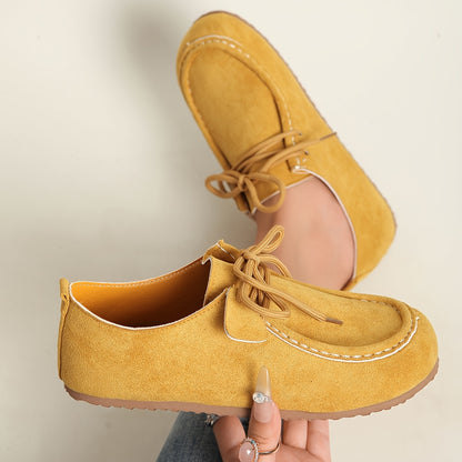 [Lace-Up Casual Shoes] Retro Lace-Up Casual Shoes for Women With Soft Soles, Comfortable for Daily Commuting, Versatile Spring And Autumn Single Shoes, Easy to Wear Without Tiring Feet, Women Shoes
