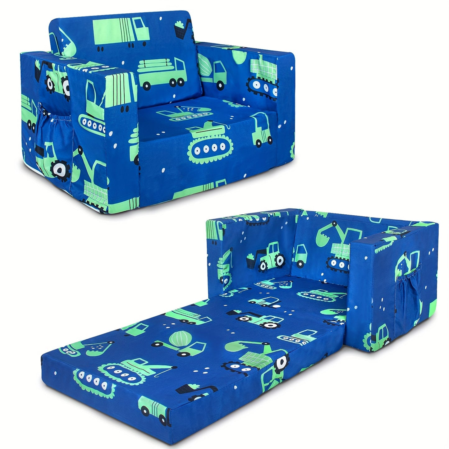 Kids Sofa, 2-in-1 Toddler Couch Fold Out, Soft Toddler Chair for Boys And Girls, Convertible Sofa to Lounger- Ideal for Reading And Playing
