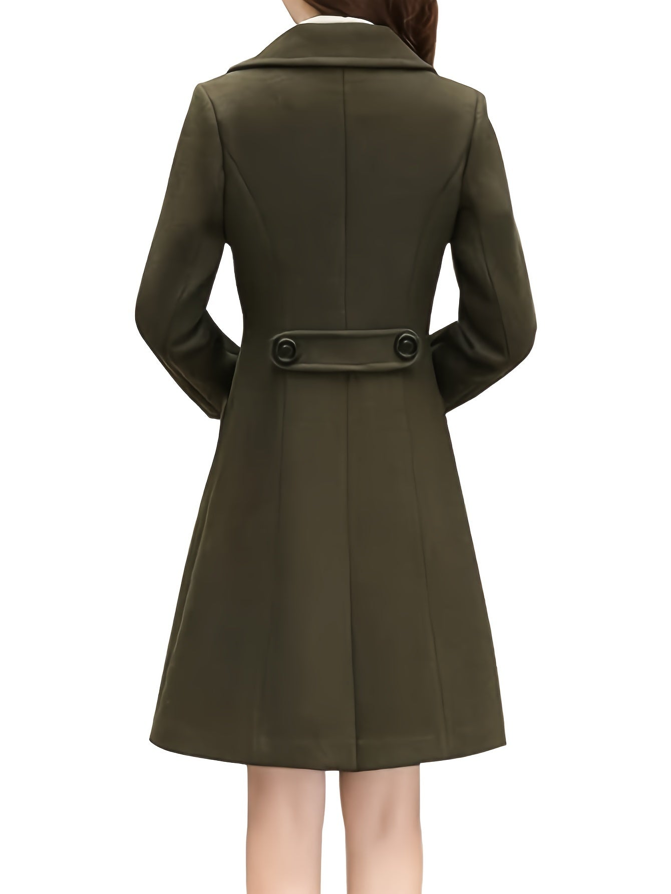 Mid-Length Coat for Women Featuring a Double-Breasted Lapel Design, Perfect for Winter