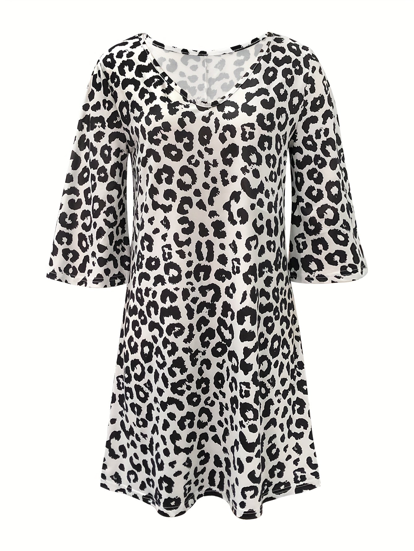 Autumn And Winter Directional New Leopard Print Women's Clothing Commuter Style Elegant Dress