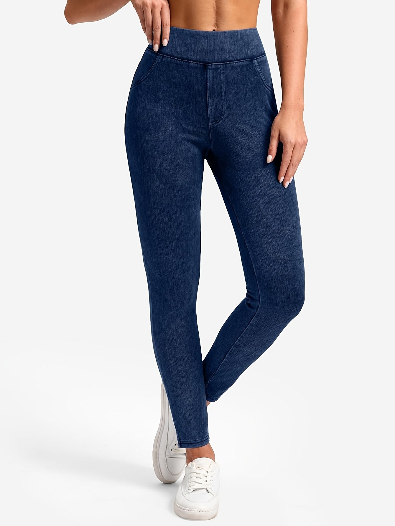 Women's Black Gray High-Waist Slim-Fit Leggings - product view 22