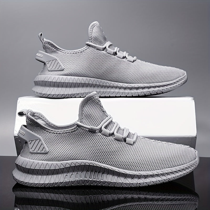 Men's Lightweight Low Top Sports Shoes - Solid Color, Rubber Sole, Fabric Upper & Insole | Breathable & Comfortable | Versatile Casual Design