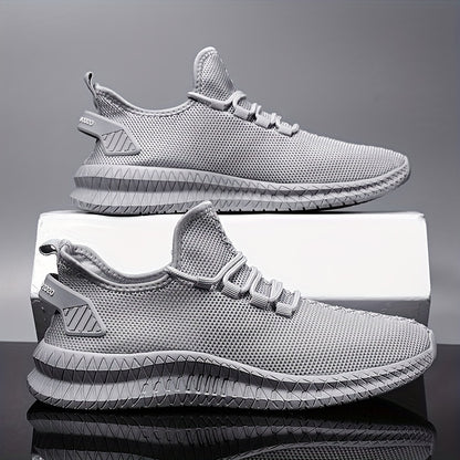 Men's Lightweight Low Top Sports Shoes - Solid Color, Rubber Sole, Fabric Upper & Insole | Breathable & Comfortable | Versatile Casual Design
