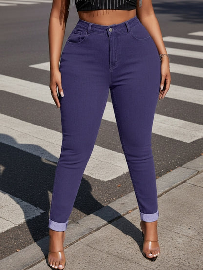 Butt - Lifting! Women's Plus Size High - Waisted Cuffed Jeans
