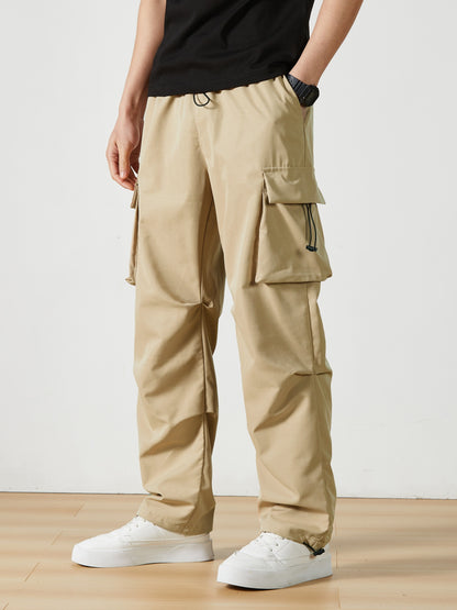 Men'S Straight-Leg Cargo Pants with Multiple Pockets, Suitable for Outdoor Street Fashion
