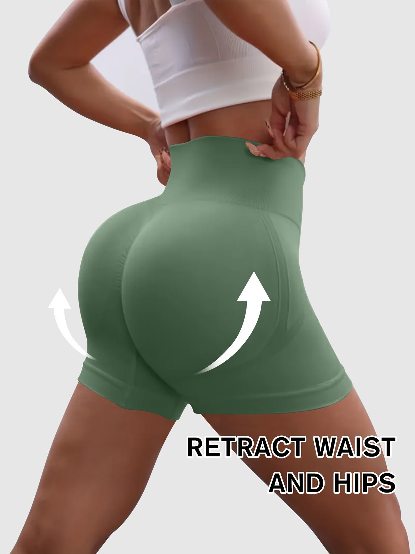 Women's 3PCS-Black Rice Powder Knit High-Waist Shorts - product view 19