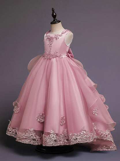 (Size Is Slightly Larger, Recommended To Purchase One Size Smaller Than Usual) Flower Dress Princess Puffy Tulle Dresses Bridesmaid Wedding Communion Birthday Party Pageant Maxi Prom Gown For Kids