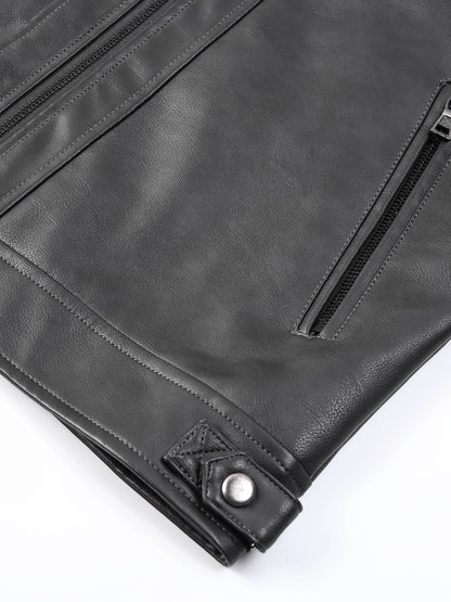 Men's Lightweight Faux Leather Zip-Up Jacket