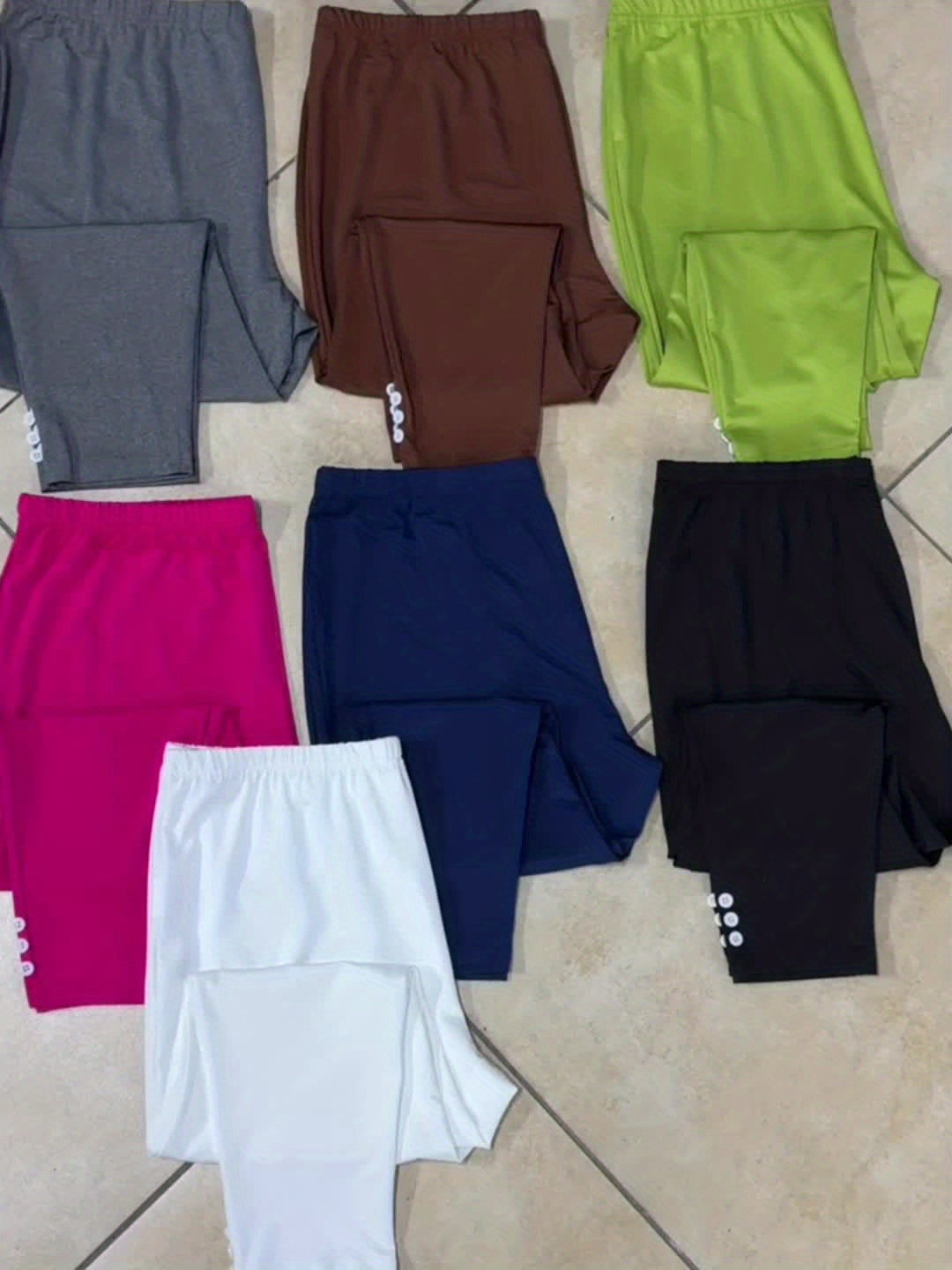 Women's White+Green+Light Blue+Black High-Waist Leggings - product view 8