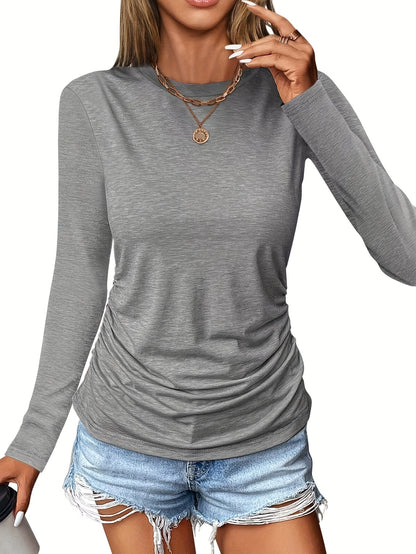 A Three-piece Set Of European And American Fashion Women's Clothing for Autumn And Winter, with Pleated Round Necks And Form-fitting Long Sleeves